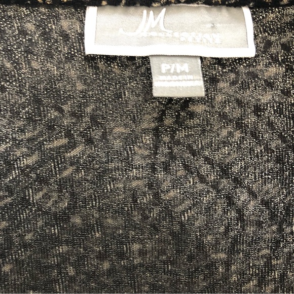 JM collection black long sleeve gold metallic open front cardigan - Picture 6 of 14